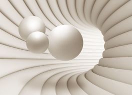Фотообои Кремовые 3D шары в тоннеле