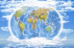 Фреска Карта мира в облаках
