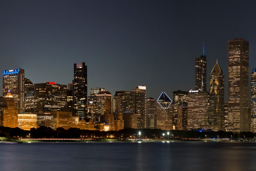 Картина на холсте Панорама ночного Чикаго, арт hd2290001