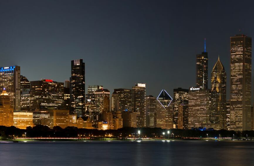 Картина на холсте Панорама ночного Чикаго, арт hd2290001