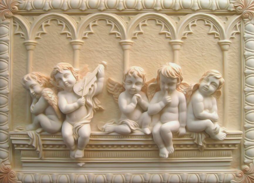 Картина на холсте Маленькие ангелы сидят на лавочке, арт hd1454701