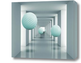 Картина 3D Бирюзовые шары в тоннеле