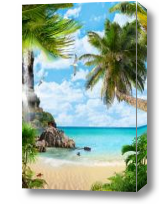 Картина дикий пляж и пальмы