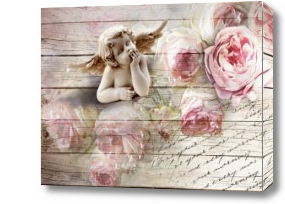 Картина 3D Ангелок с розами